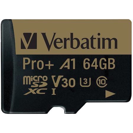 Verbatim Pro Plus 666X 64GB microSDXC Memory Card with Adapter 70002
